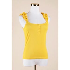 Sz XS J. Crew Scrunchie Strap Henley Tank Top In Vintage Rib Solar Yellow EUC